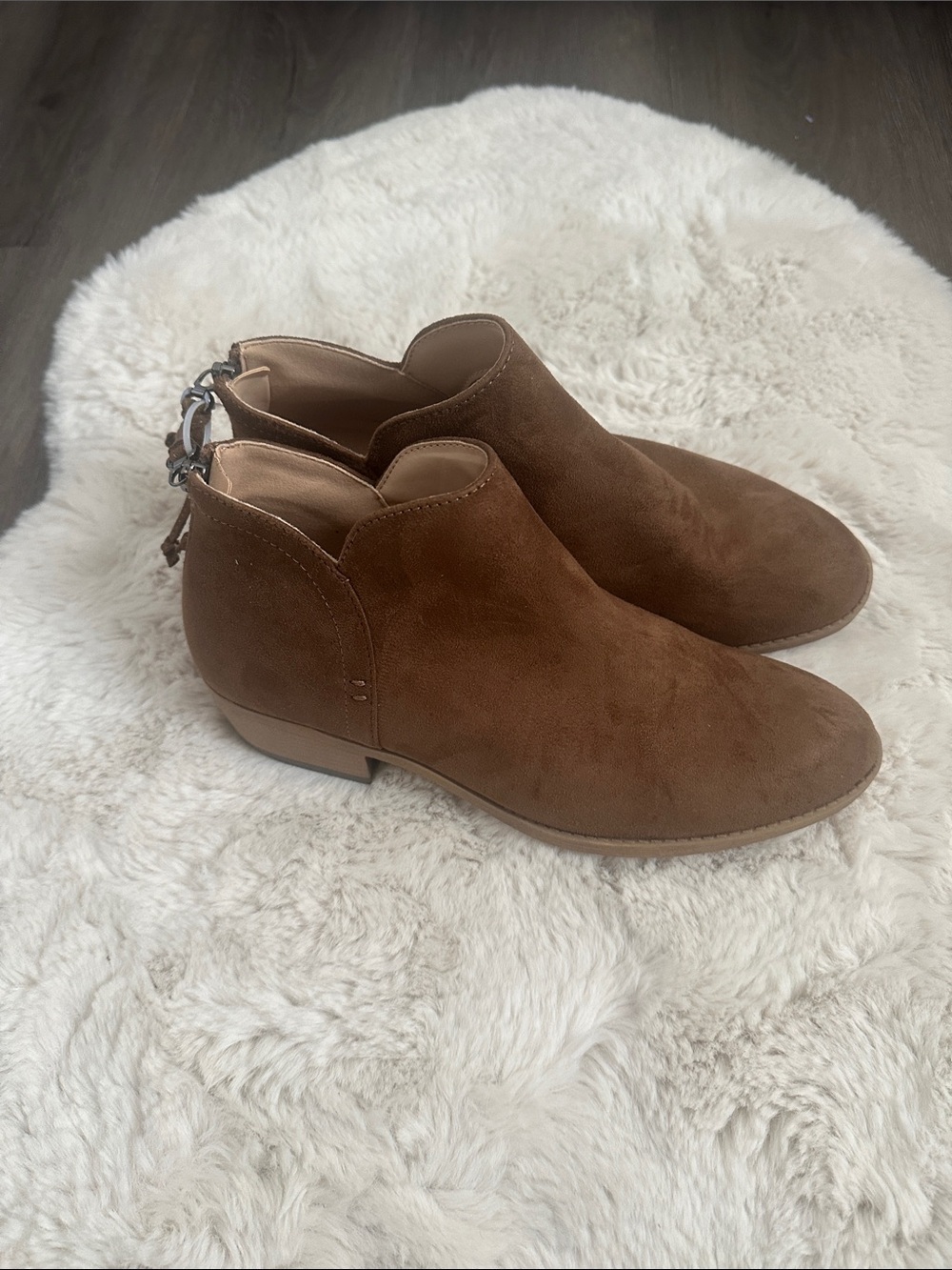 Women's Brown Suede Ankle Boots - Classic Casual Style 9.5